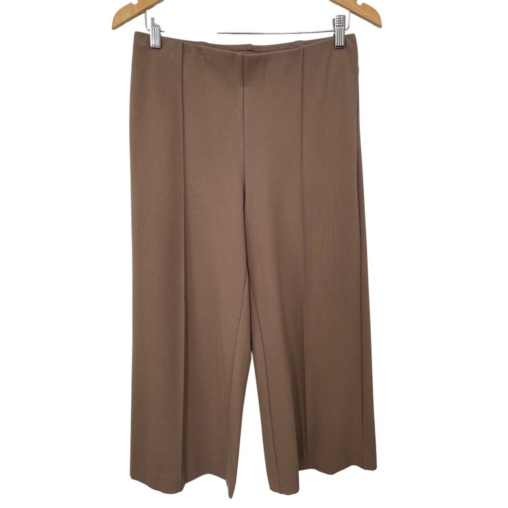 Chicos Pants Size 4R Tan Brown Cropped Wide-Leg Office Career Front Seam